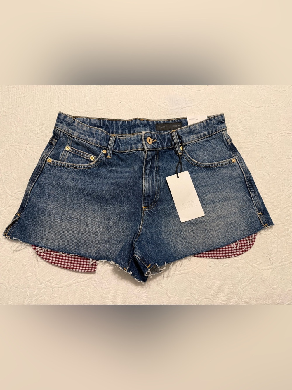 Zara Blue Denim Frayed Hem Cutoff Shorts